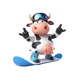 Snowboard Cow Stickers