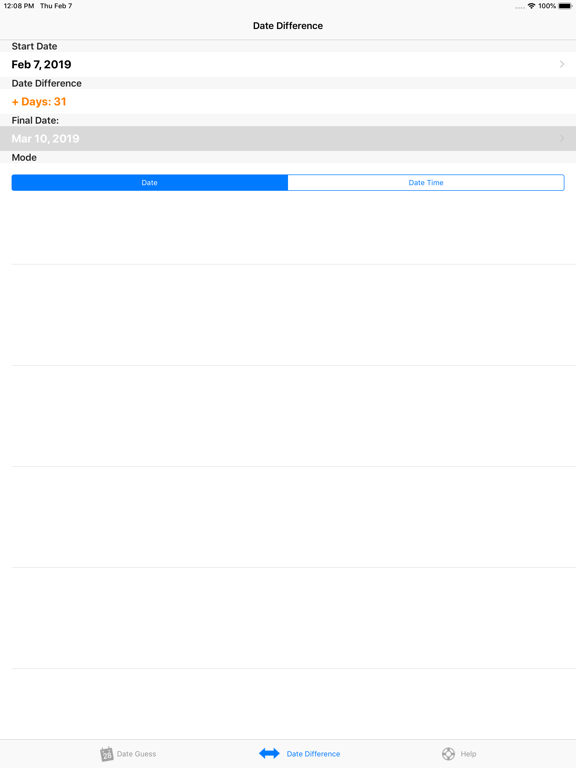 Date T Calc iPad screenshot