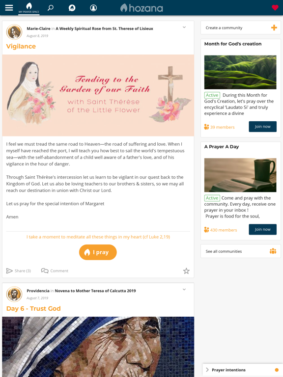 Hozana - Christian prayer iPad screenshot 6 - Social Networking app