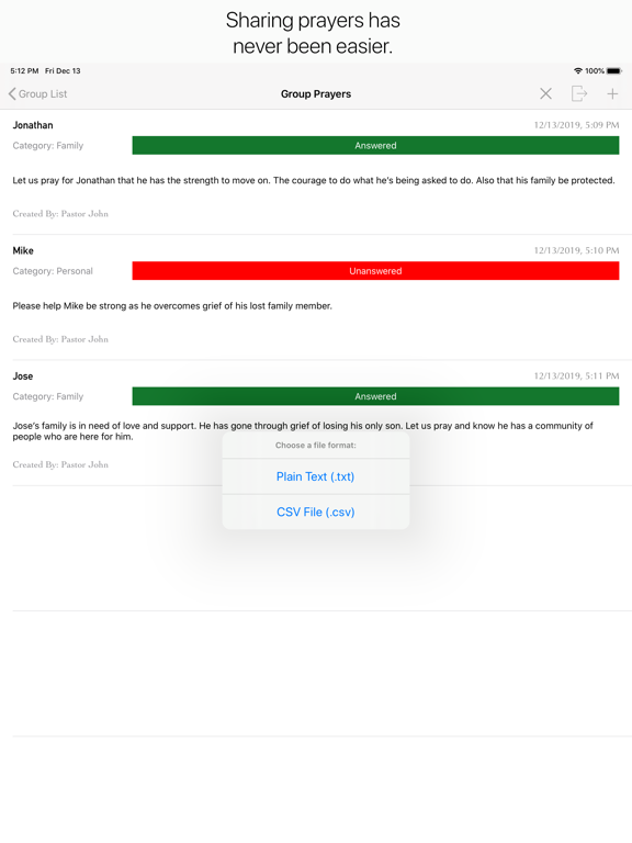 Prayer Request Notes iPad screenshot 4 - Lifestyle app