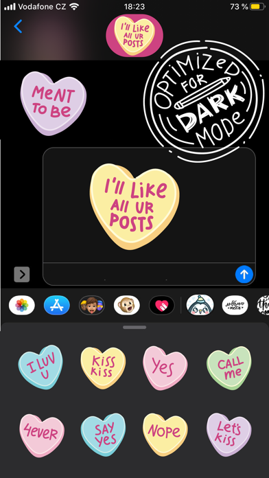 Fun Candy Hearts! iPhone screenshot 5 - Stickers app