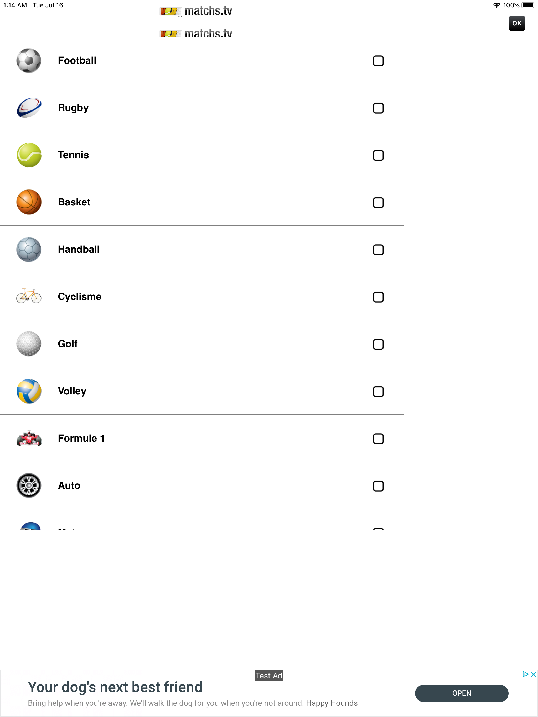 Programme TV Sport