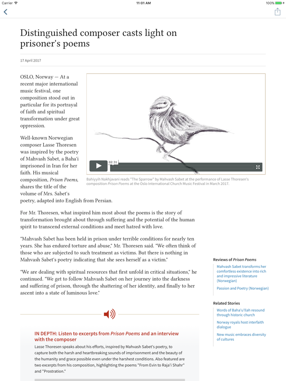 Bahá’í World News Service iPad screenshot 4 - News app