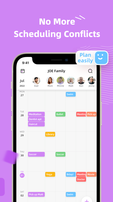 Cubbily Shared Family Calendar Screenshot