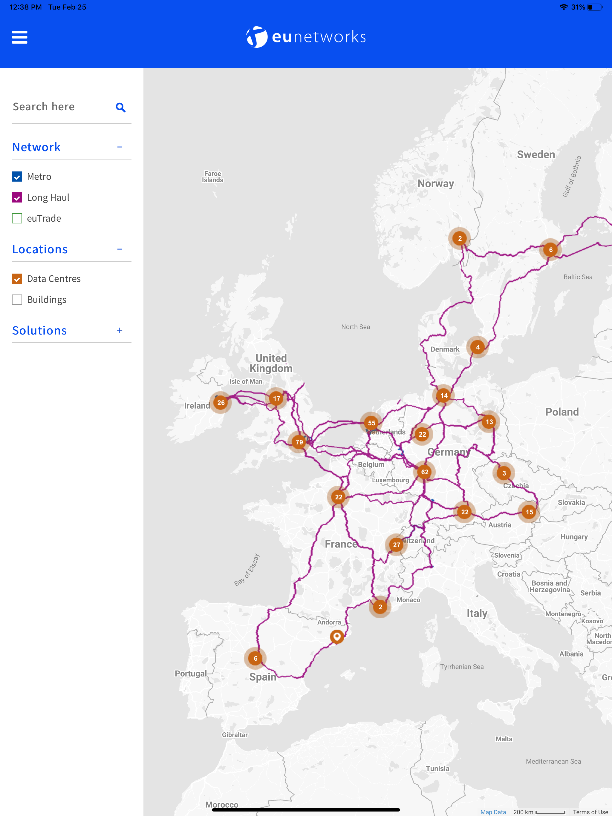 euNetworks Map
