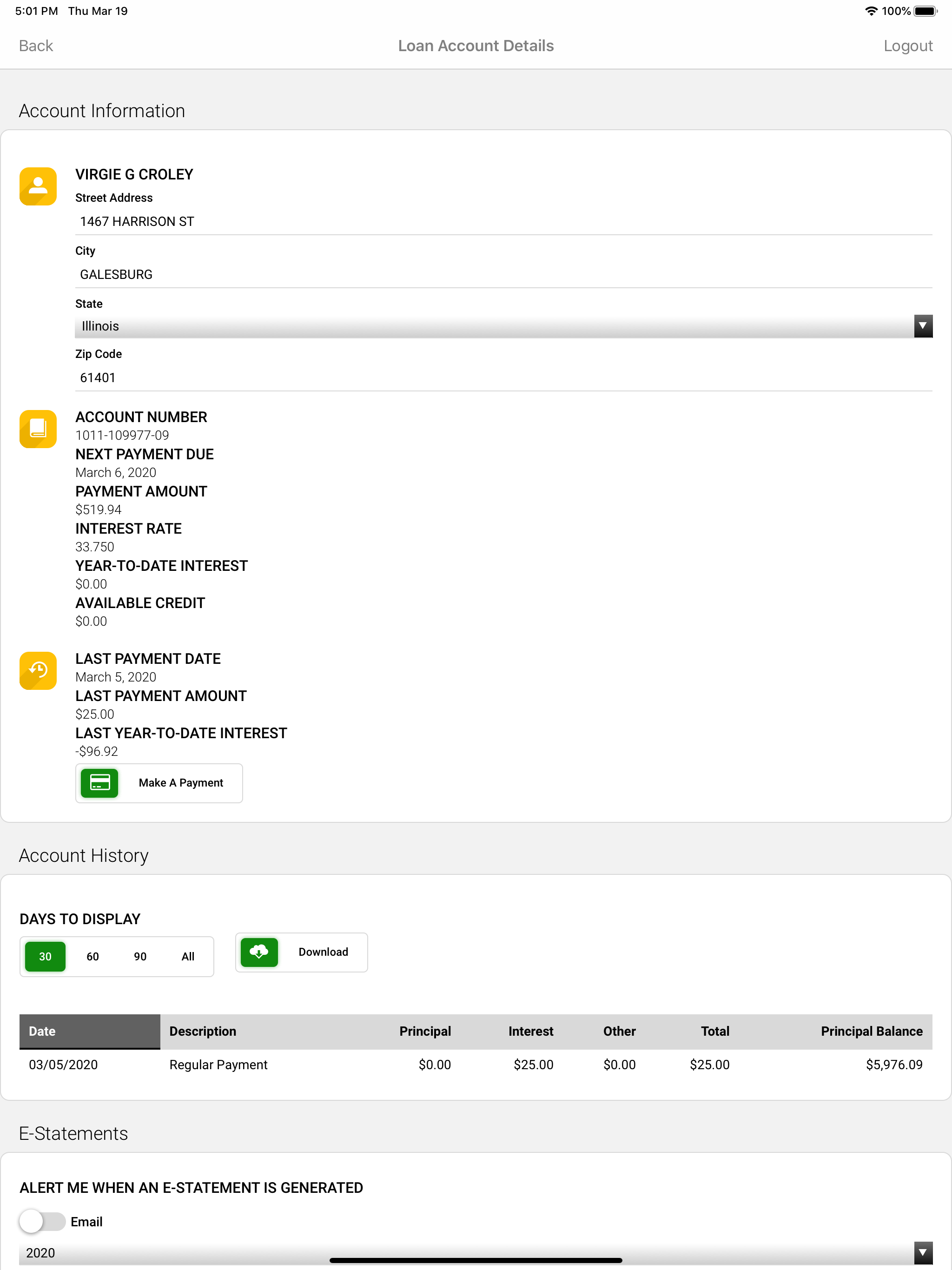 GOLD Account Center screenshot 5