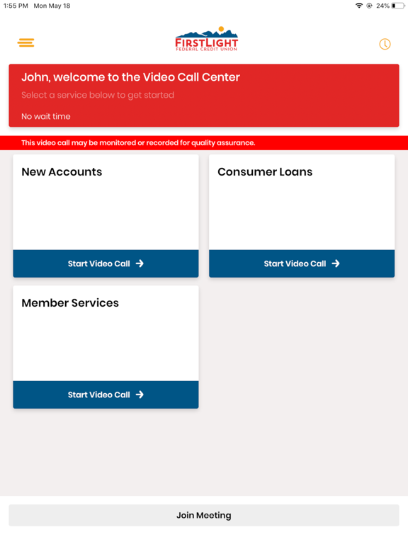 FirstLight Video Banking iPad screenshot 3 - Finance app