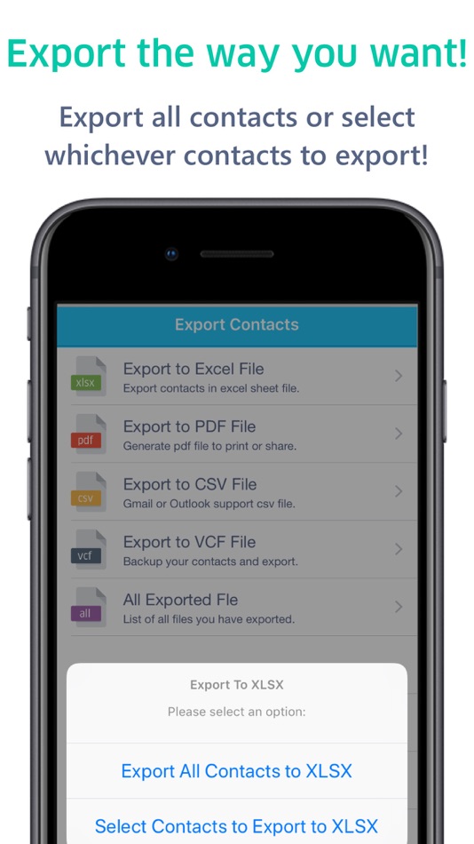 #2. Contacts to Excel , PDF , CSV (iOS) Által: Dropouts Technologies LLP
