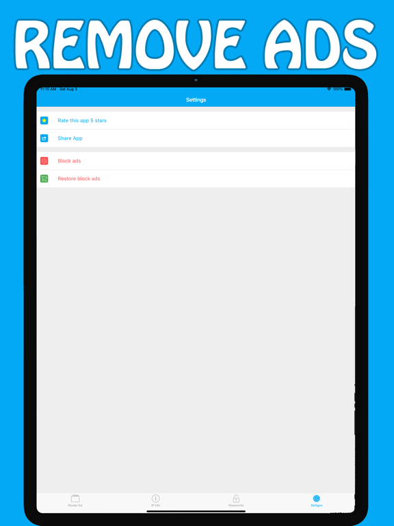 Router admin - Wifi Password iPad screenshot