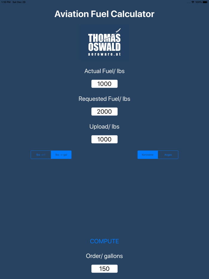 Aviation Fuel Calculator