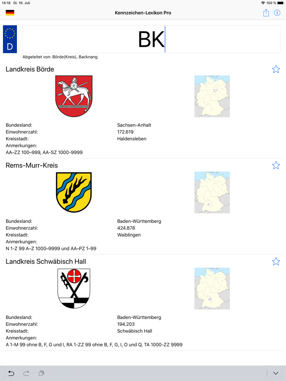 Kennzeichen-Lexikon iPad screenshot 1