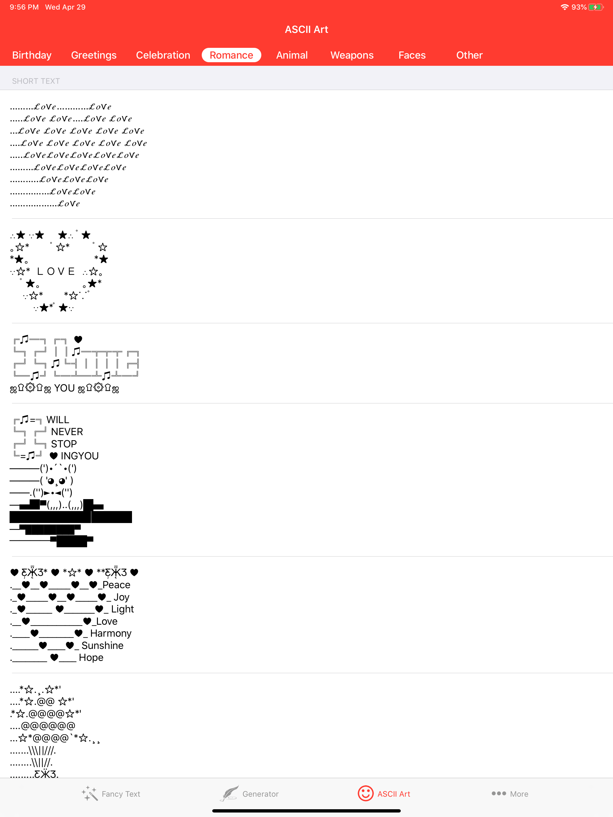 Fancy Text Symbols