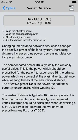 Optics Clinical Calculator iPhone Screenshot 5