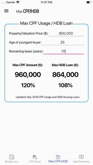 Singapore Home Loan Calculator Screenshot