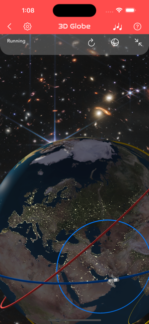 ‎Zrzut ekranu 3D śledzenia w czasie rzeczywistym ISS