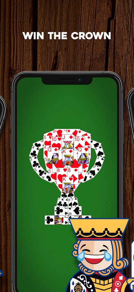 Crown Solitaire: Card Game - See the visually rewarding trophy constructed from cards and the celebratory character reaction upon completing a game.