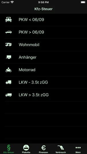 Screenshot von KfzSteuer+ auf dem iPhone 1