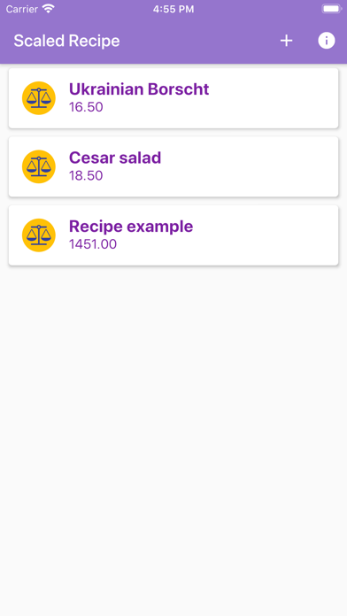 Scaled Recipe iPhone screenshot