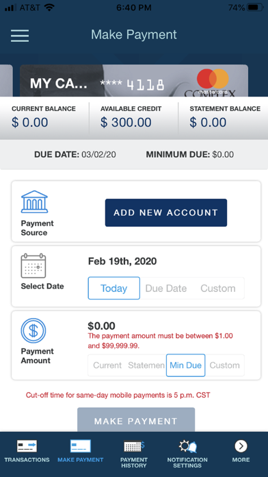 CCFCU Credit Screenshot