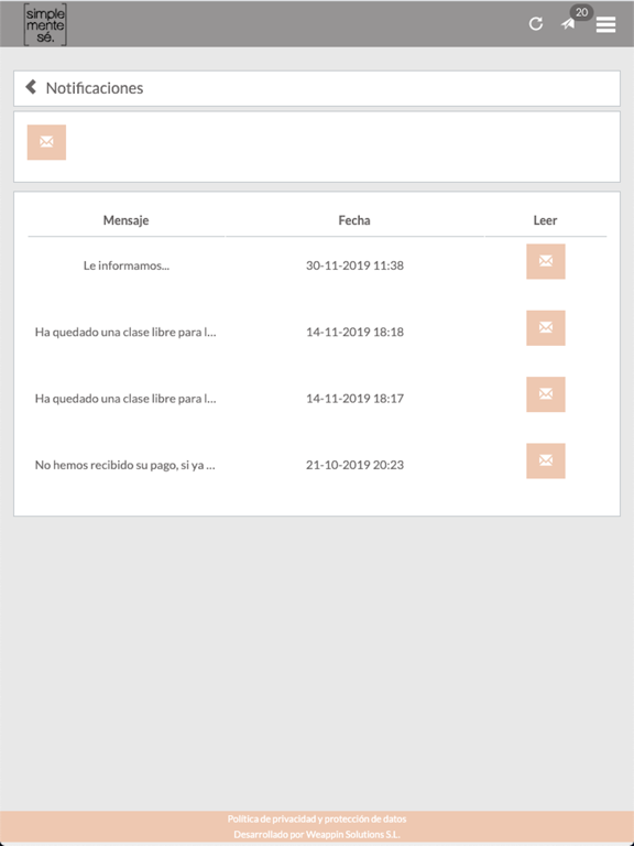 Simplementesé iPad screenshot