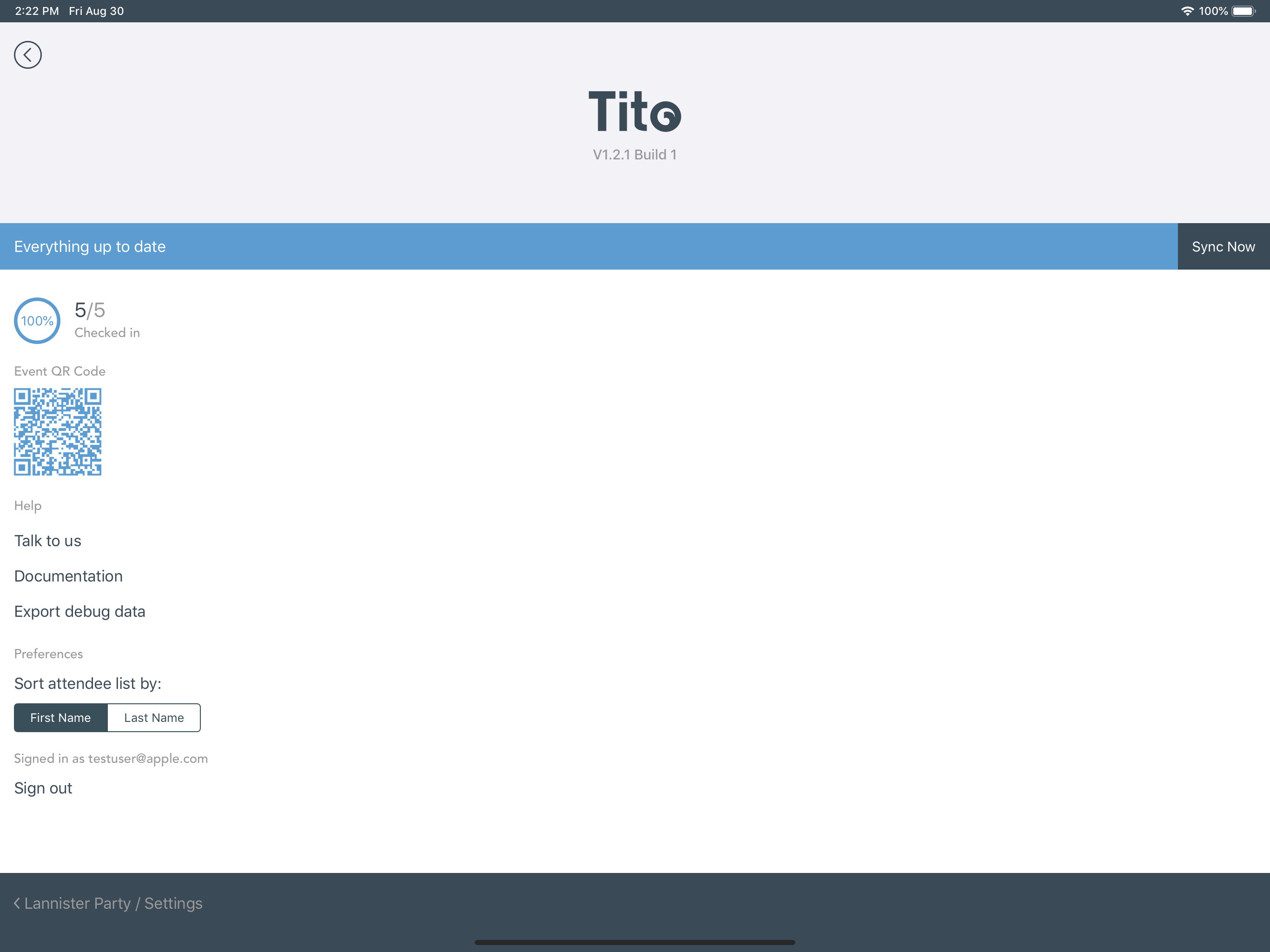 Tito Check-in