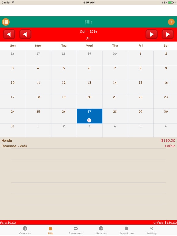 Bills Monitor Ads iPad screenshot 1 - Finance app