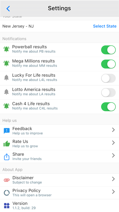 USA Lottery Journal & Results Screenshot