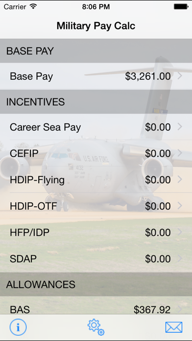 Screenshot #1 pour Military Pay Calc