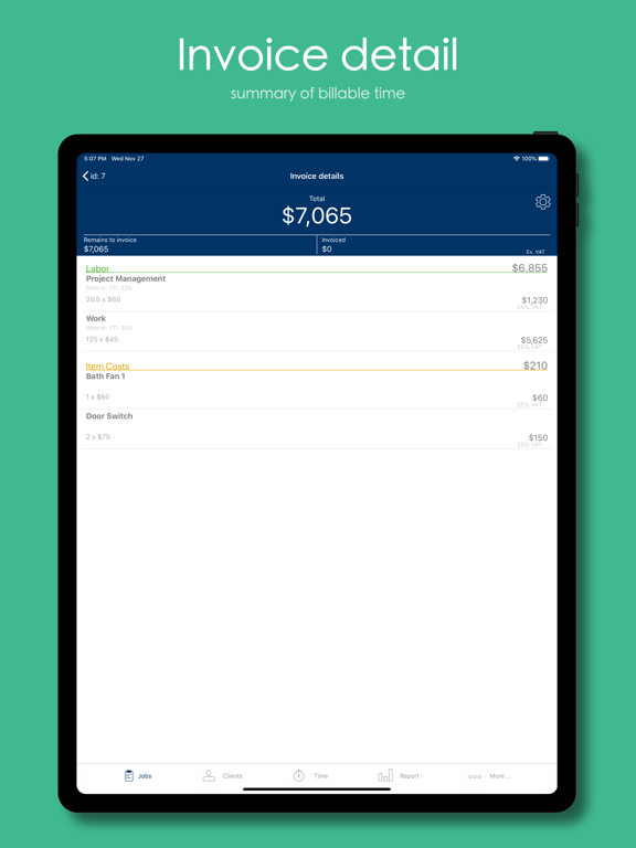 Jobbile Time and Work order iPad screenshot 6 - Business app