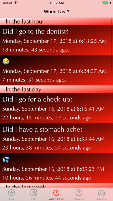 WhenLast? Screenshot