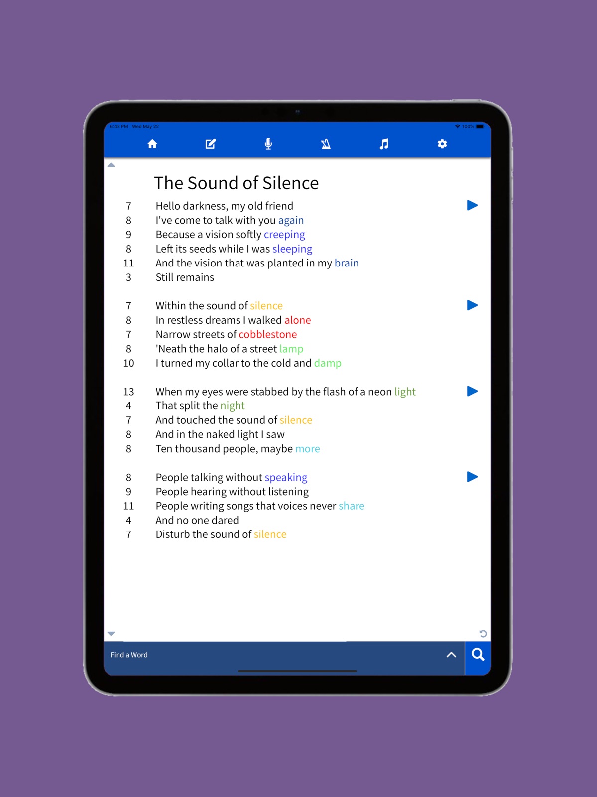 Lyric Notepad - Song Writing ipad screenshot 1