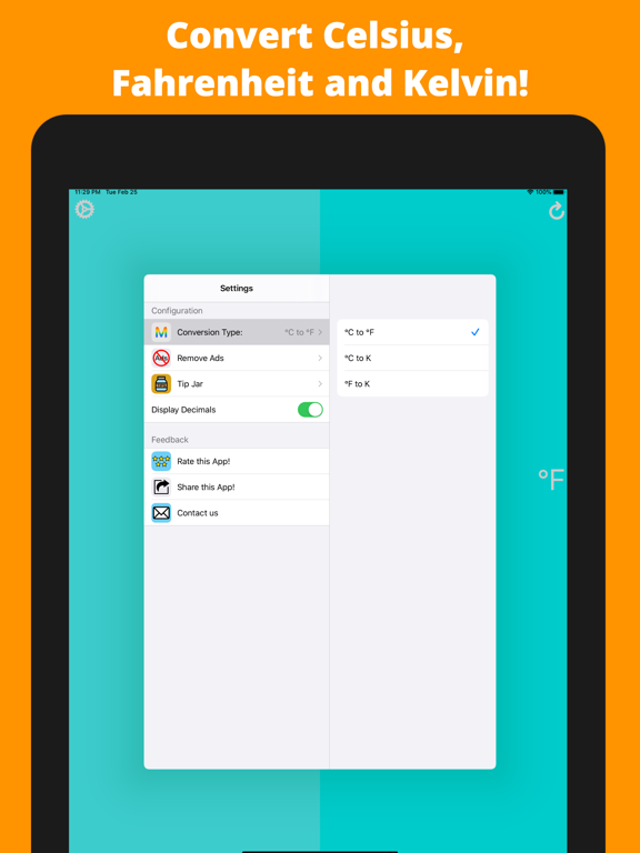 Mercury: Temperature Converter iPad screenshot