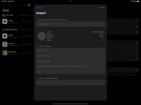 auth. - 2FA Smart Sync iPad screenshot 4 - Developer Tools app