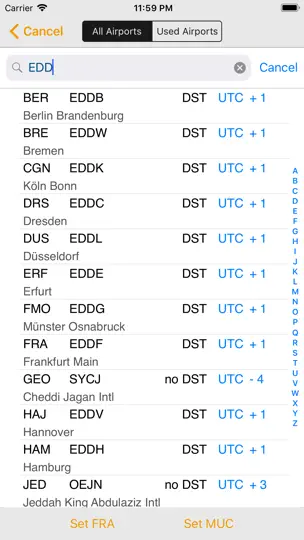 Screenshot von EASA FTL Calc auf dem iPhone 9