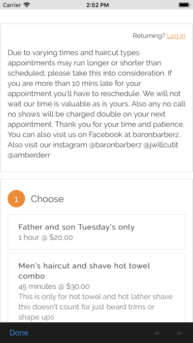 Baron Barbers iPhone screenshot 3 - Business app
