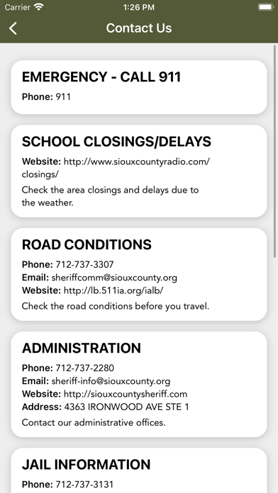 Sioux County Sheriff Screenshot