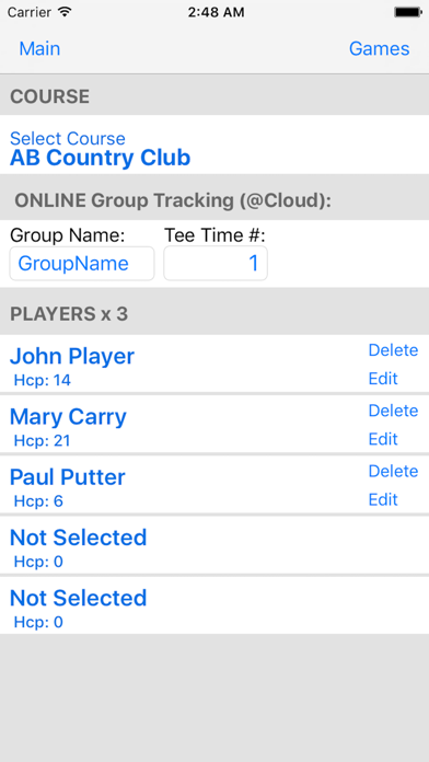 Golf Buddies -  Online Tracker Screenshot