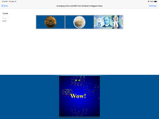 Arranging Coins and Bills CAD iPad screenshot