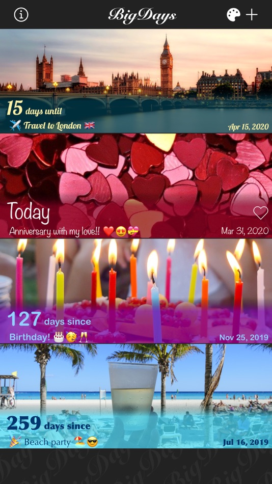 #1. Big Days - Events Countdown (iOS) Podle: astrovicApps
