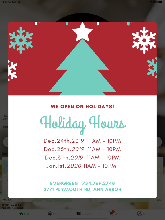 Evergreen Restaurant iPad screenshot 2 - Food & Drink app