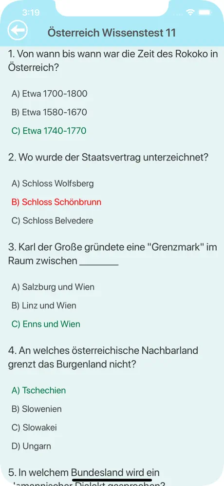 Österreich Testfragen