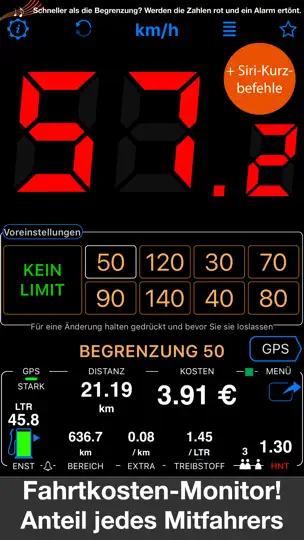 Screenshot von Tacho 55 Pro. GPS-Kit. auf dem iPhone 2
