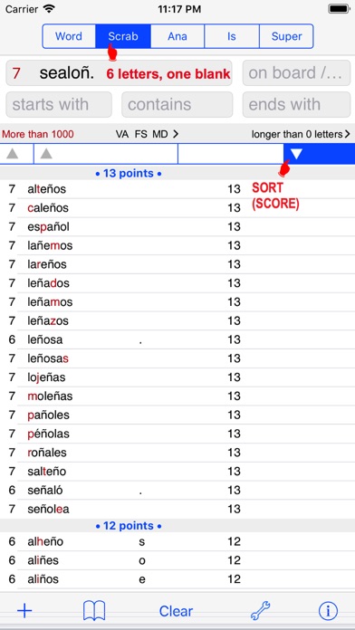 Español Words Finder PRO Screenshot