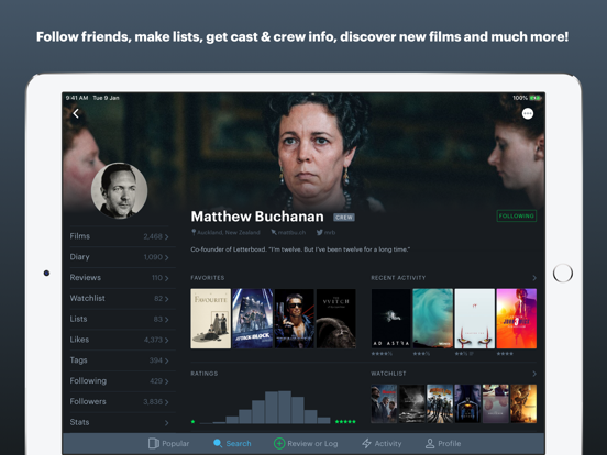 Letterboxd iPad app afbeelding 5