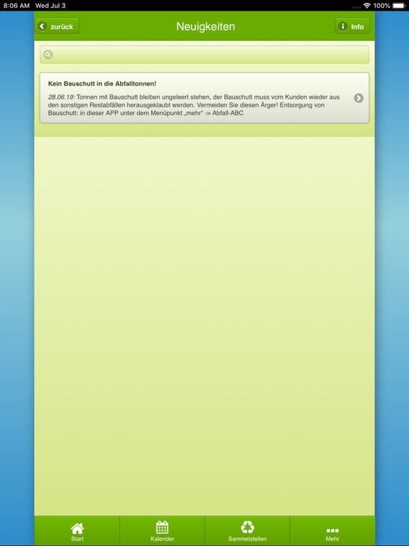 WGV Abfall-App iPad screenshot