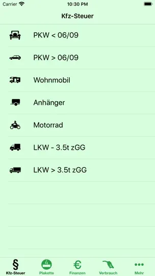 Screenshot von KfzSteuer+ auf dem iPhone 6