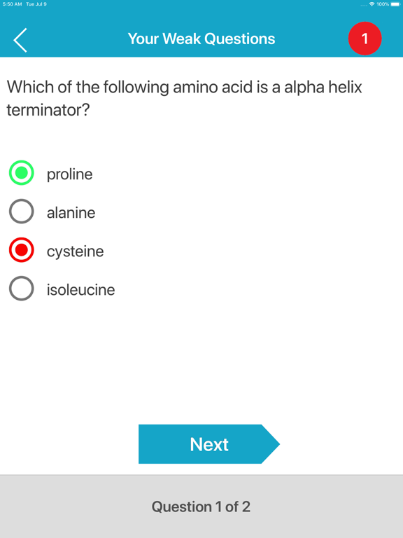 Medical Biochemistry Quiz iPad screenshot