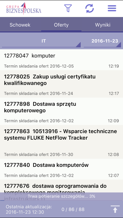 Screenshot 1 of Przetargi Biznes Polska App