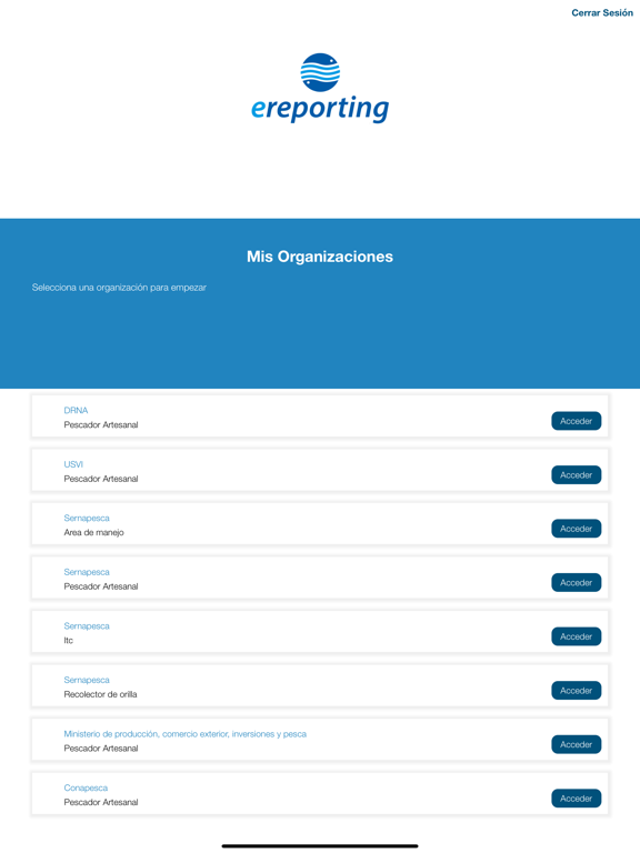 eReporting iPad screenshot