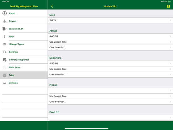 Track My Mileage And Time iPad screenshot 2 - Business app